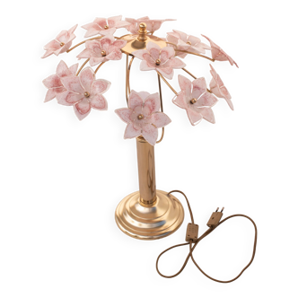 Amazing Murano Table Light Pink Flowers, 1980s