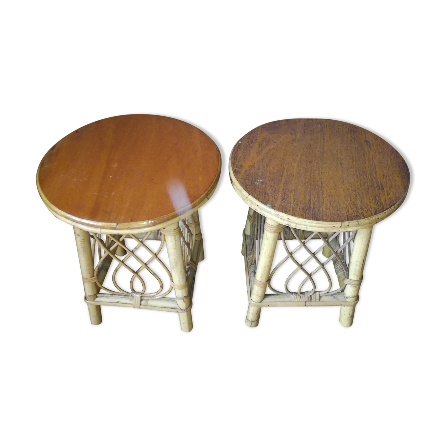 Pair of nightstands in rattan