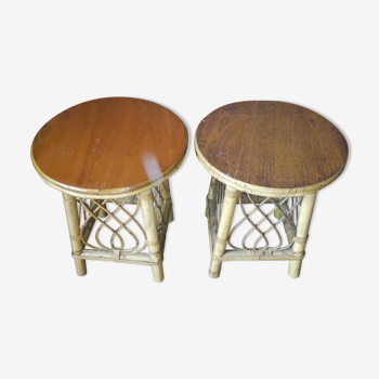 Pair of nightstands in rattan