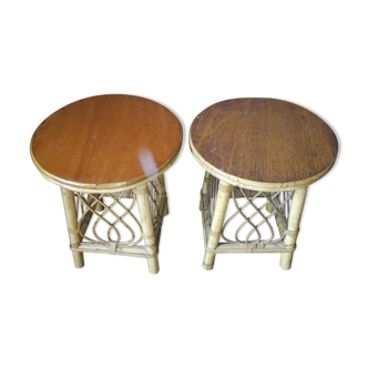 Pair of nightstands in rattan
