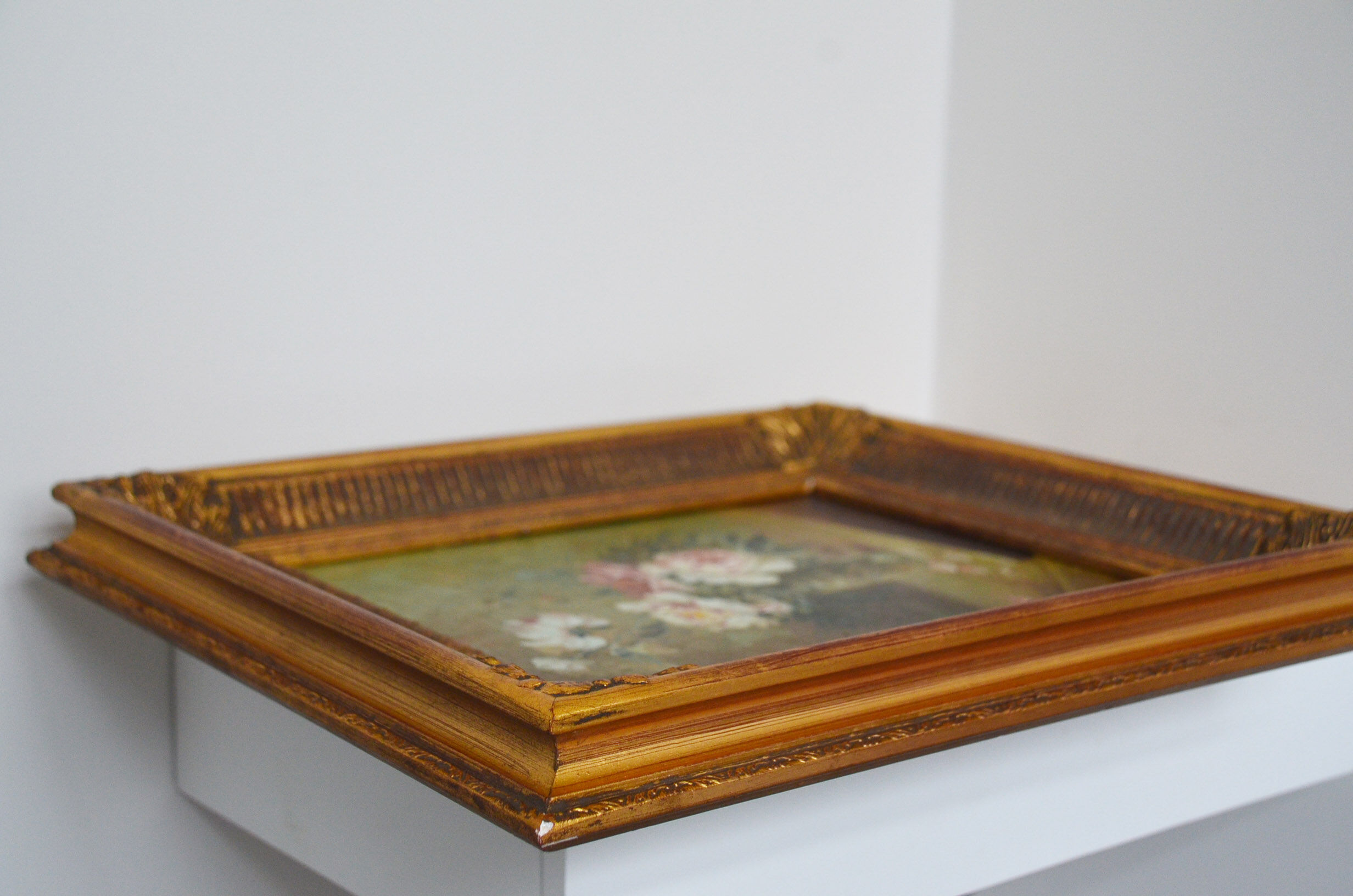 Peinture huile nature morte bouquet de pivoines XIXème