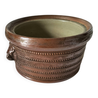 Stoneware pot Corneau Myennes decorated with hares
