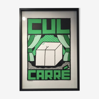 Affiche "Cul Carré" verte 70x50 cm sérigraphie faite main signée numérotée