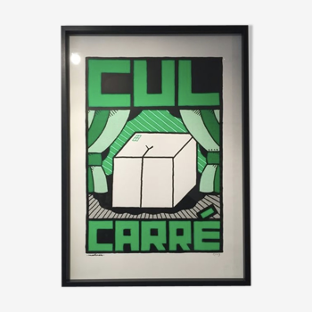 Green "Cul Carré" poster 70x50 cm handmade hand-printed numbered