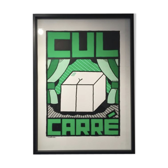 Affiche "Cul Carré" verte 70x50 cm sérigraphie faite main signée numérotée