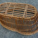 Pram/doll rattan crib, old 1950s toy