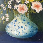 Peinture bouquet huile sur toile 38X38