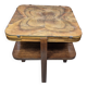 Restored Art Deco Walnut and Oak Side Table with Original Glass 1930s