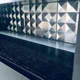 Brutalist Black Ebonised Dry Bar Cabinet, Belgium, 1970s