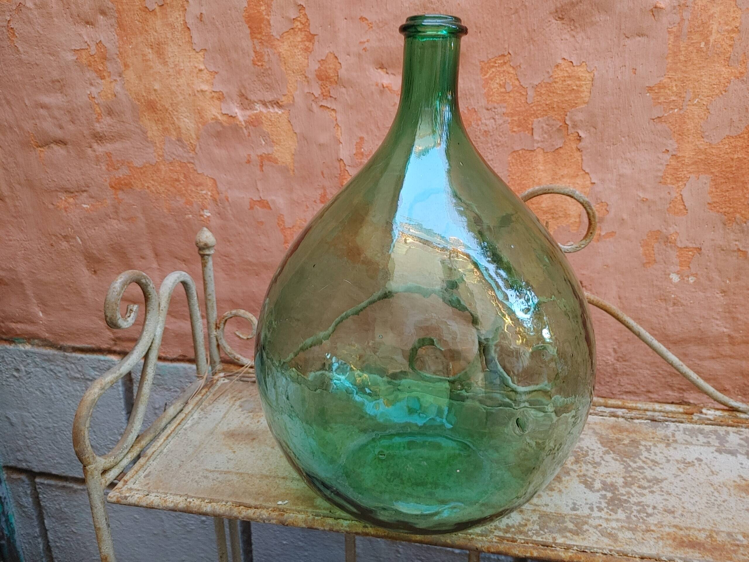 Demijohn old bubbled glass - 15 liters - height 42 cm ( c)