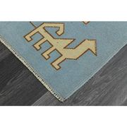 1970s Vintage Turkish Handmade Wool & Cotton Blue Area Rug 116x178