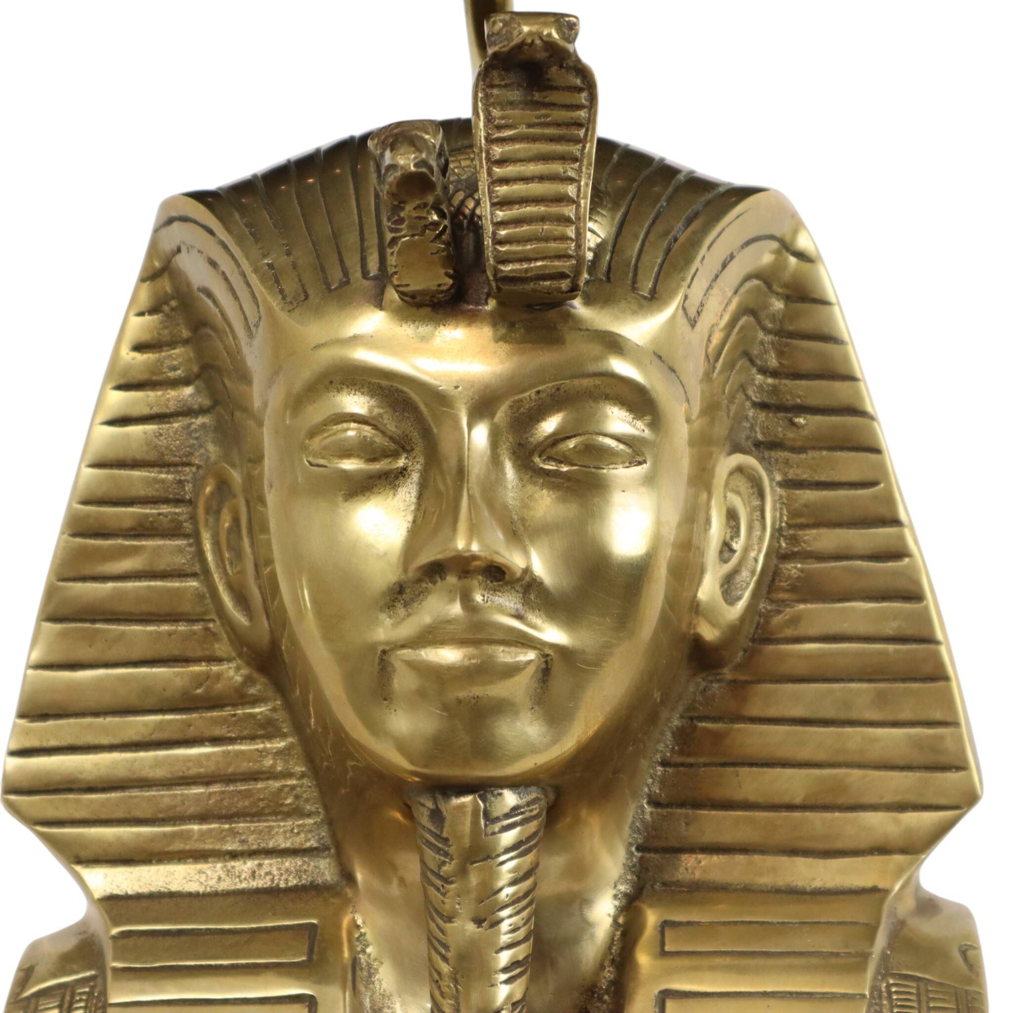 Vintage Brass Pharaoh Table Lamp Hollywood Regency 56cm