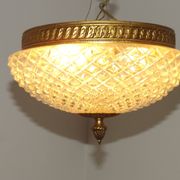 Brass and crystal diamond point ceiling light, France