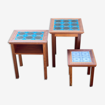Trio de table danoise avec plateaux en céramique