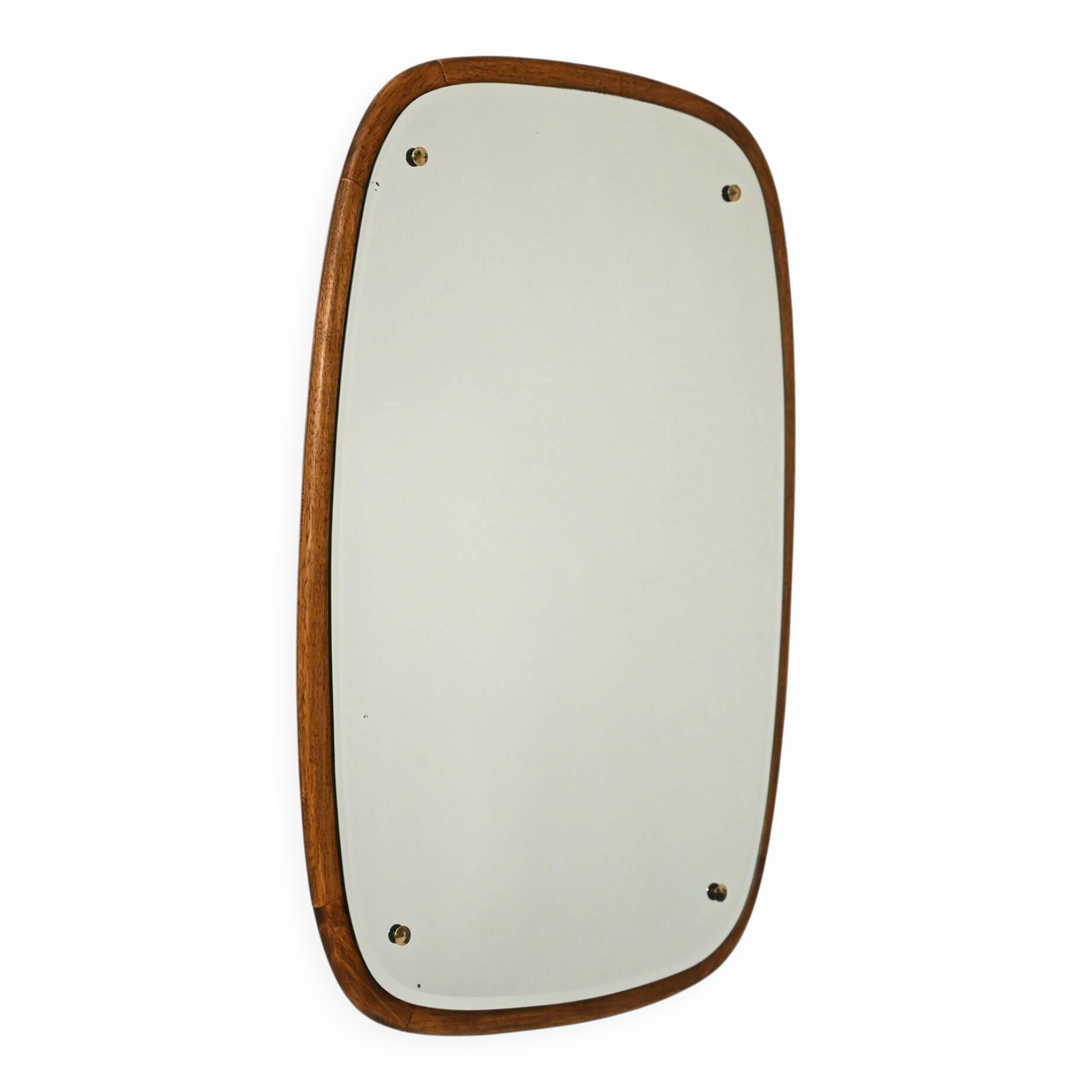 1960s Scandinavian oval mirror in oak