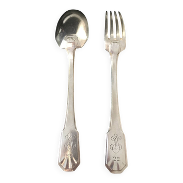 Couverts Boulenger monogrammes YR ou RY métal argenté
