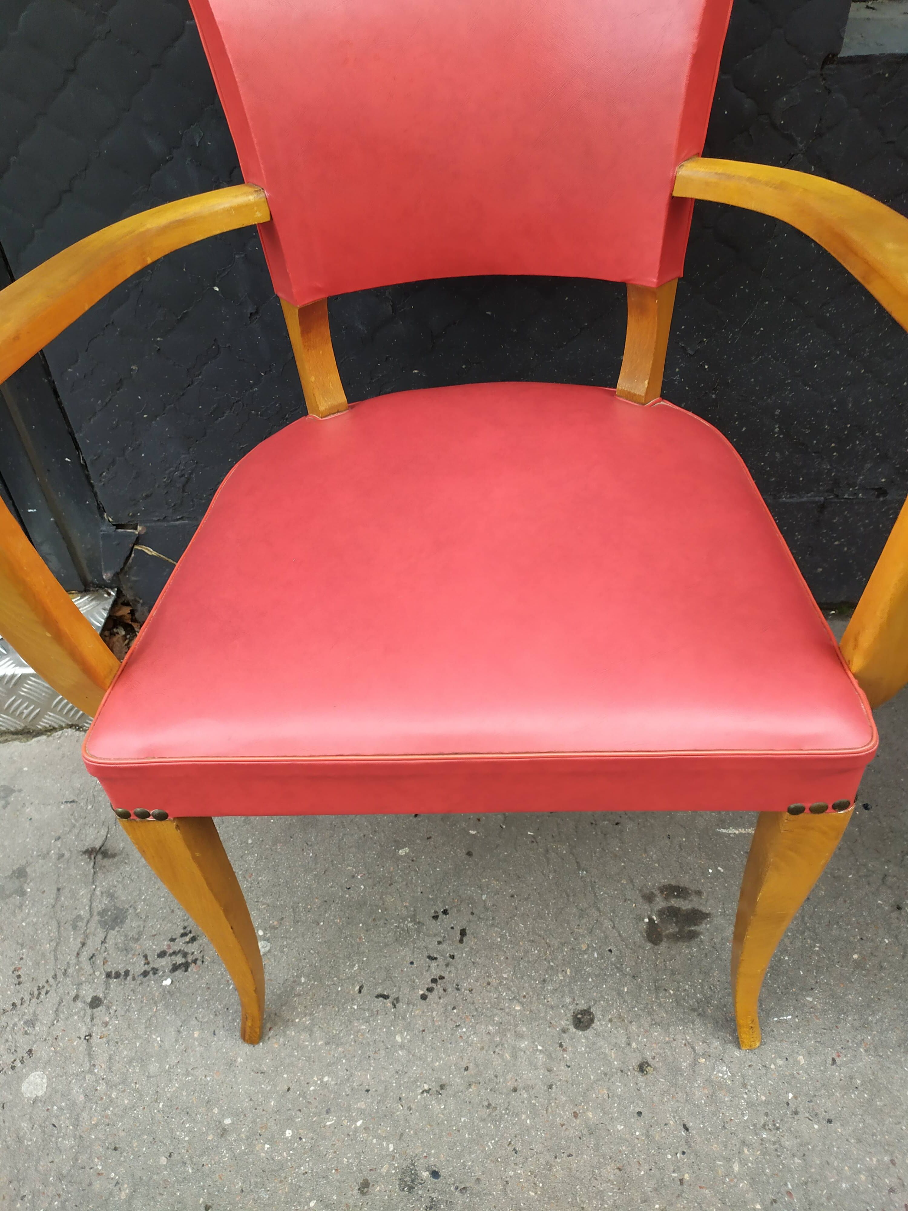 Pair of red vintage bridge armchairs