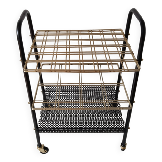 Vinyl table, record player holder, record player, magazine rack, 1950s, Mategot style
