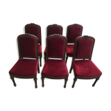 Suite of 6 red velvet chairs Napoleon III