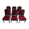 Suite of 6 red velvet chairs Napoleon III