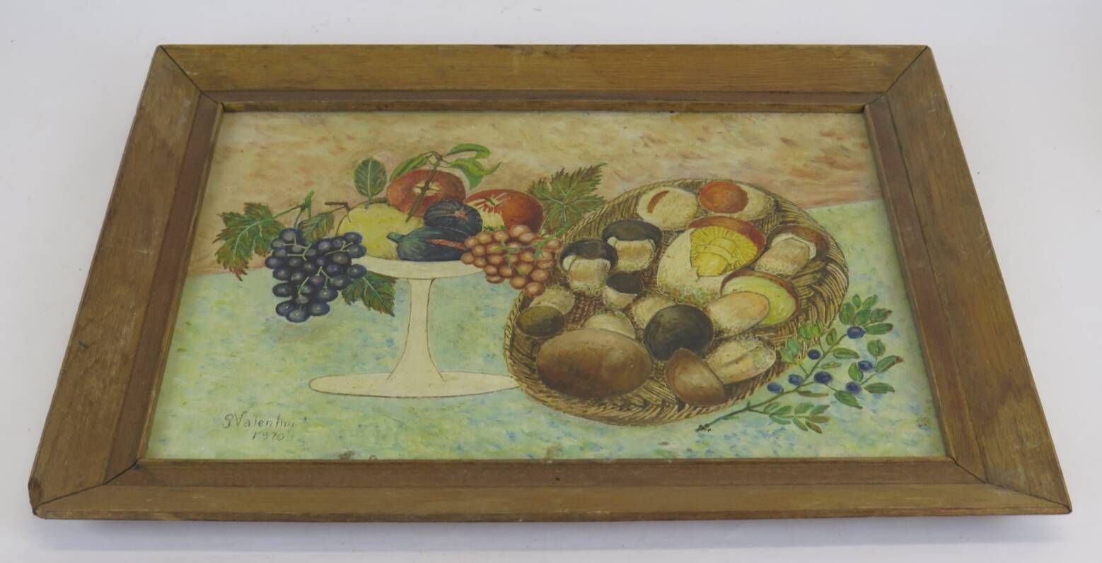 Oil painting still life signed and dated, painted on board with frame B8