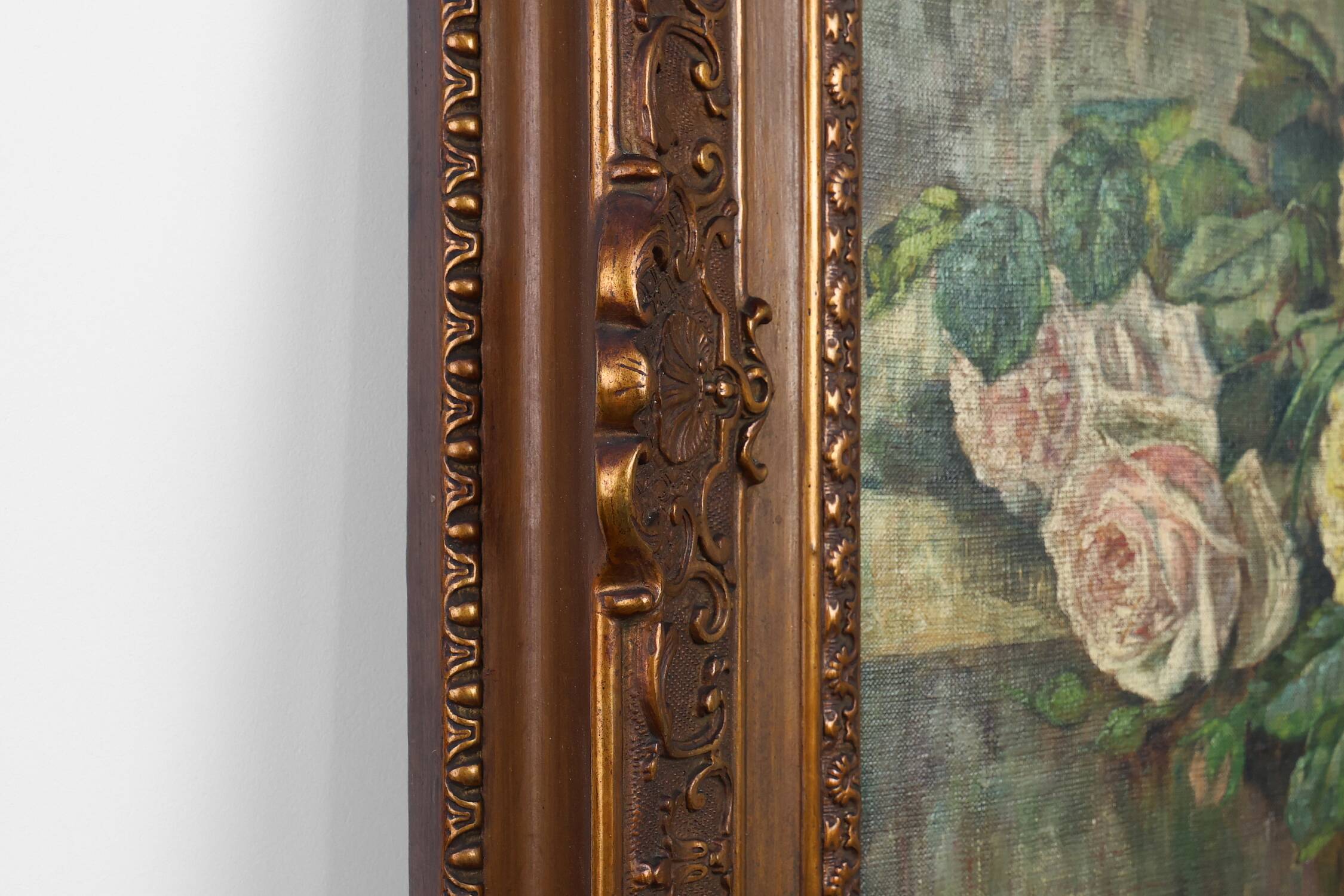 Romantic Floral Still Life Painting, Belgium ca. 1900