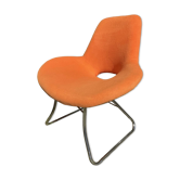 Vintage orange armchair with chrome leg