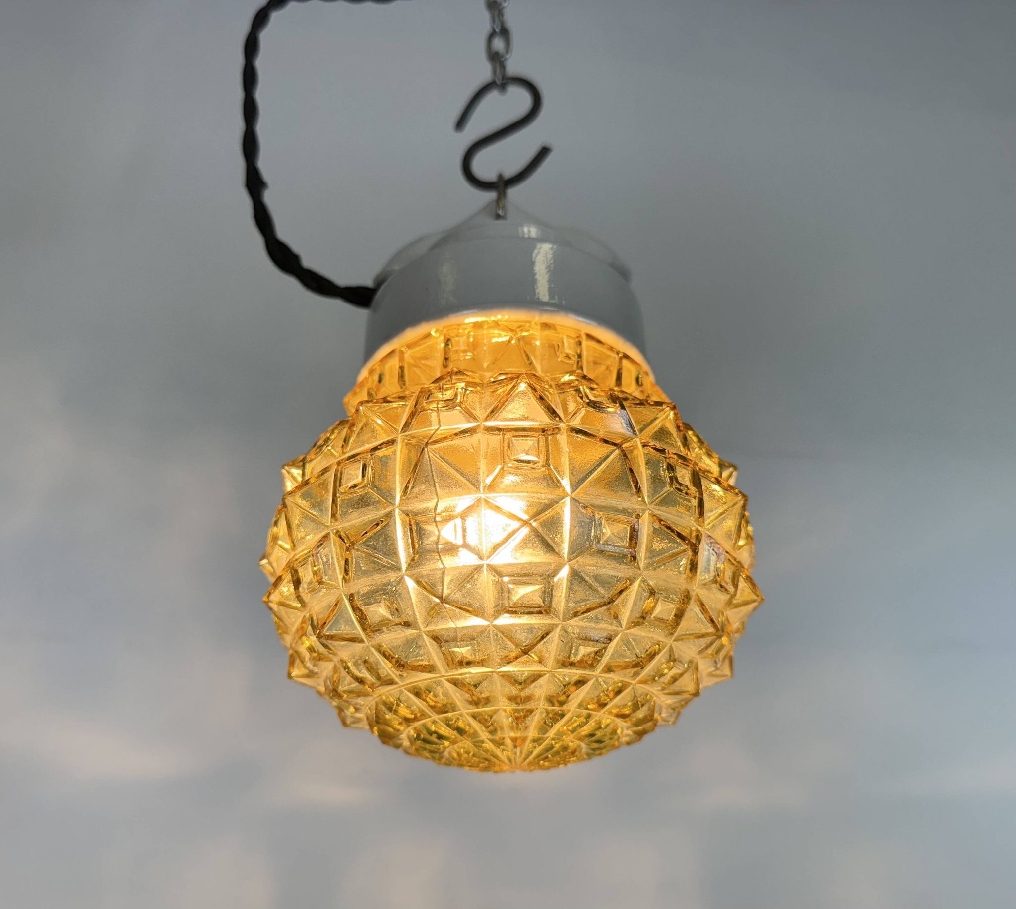 Vintage White Porcelain Pendant Light, 1970s