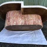 Vintage asymmetrical design coffee table in Mactan travertine stones by Magnussen ponte.