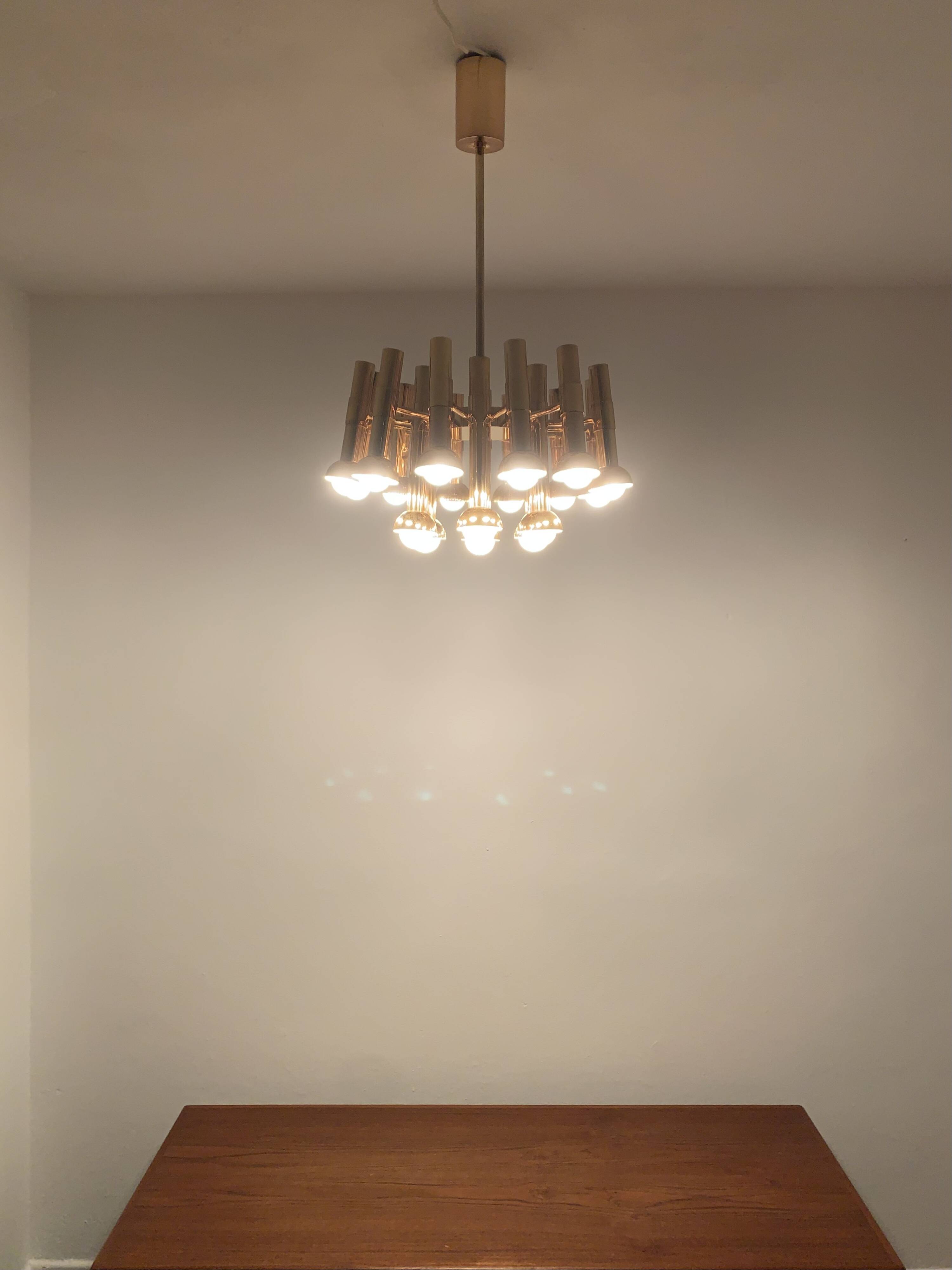 Brass Chandelier by Gaetano Sciolari
