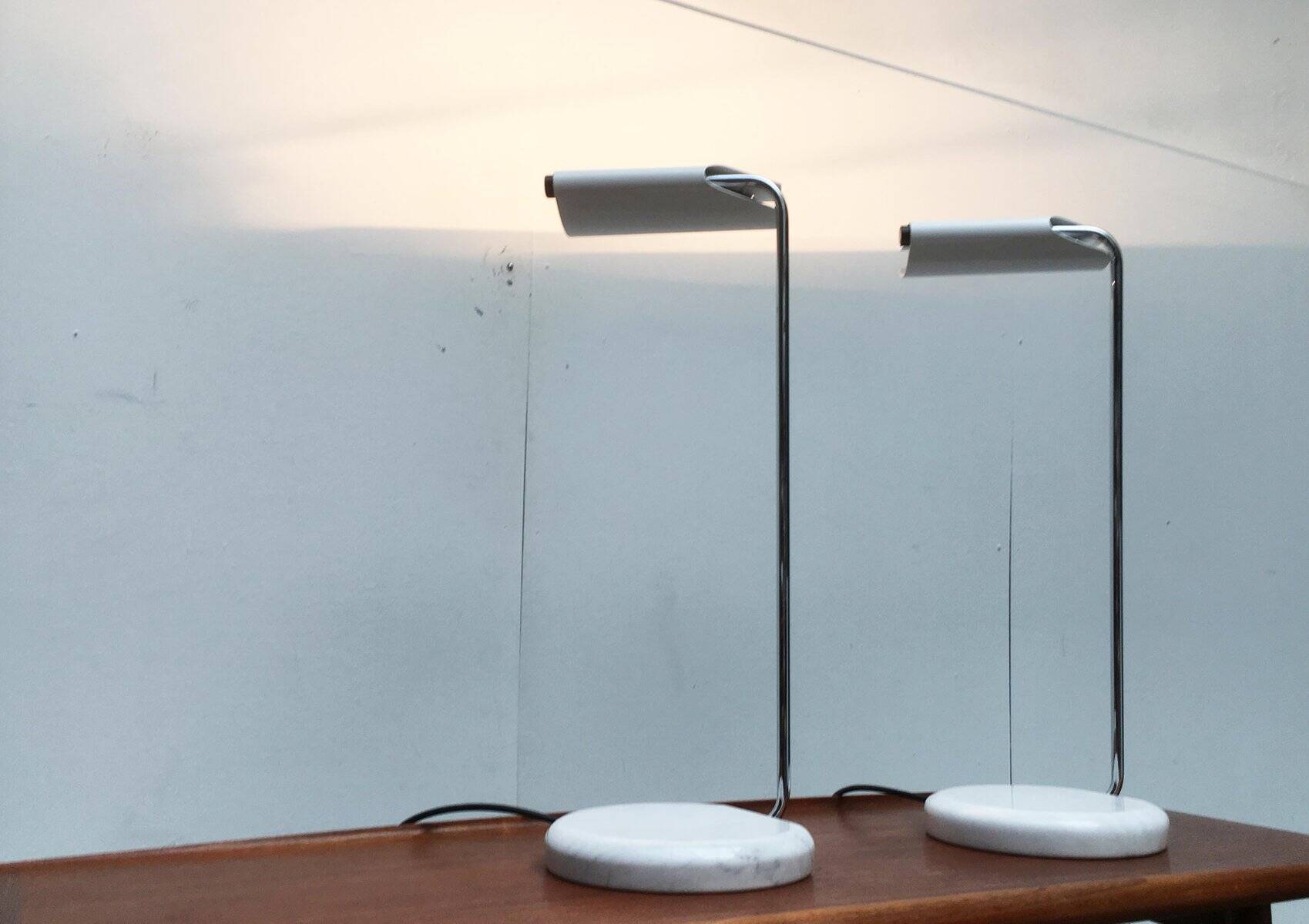 Vintage italian table lamps tegola by bruno gecchelin for blu italia, set of 2