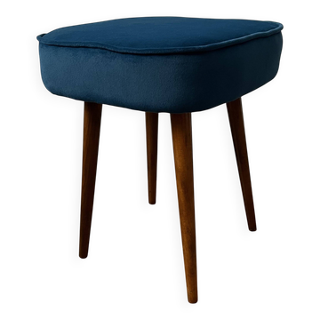 Vintage Velvet Footstool in Dark Teal