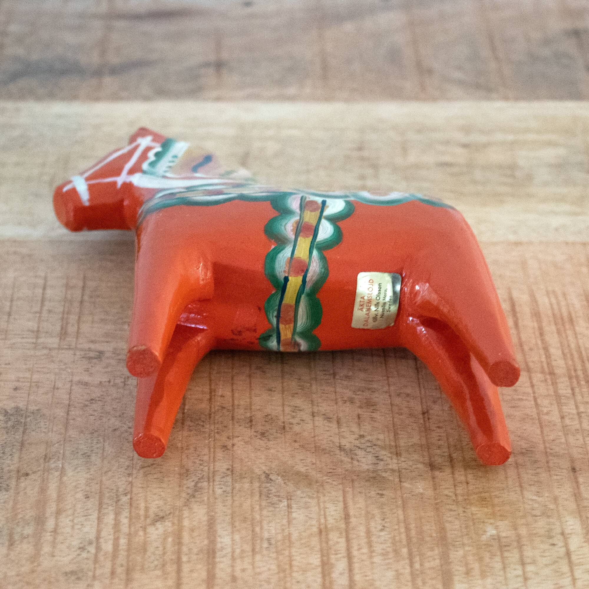 Original Vintage Nils Olsson Dala Horse: Swedish Wooden Folk Art Animal