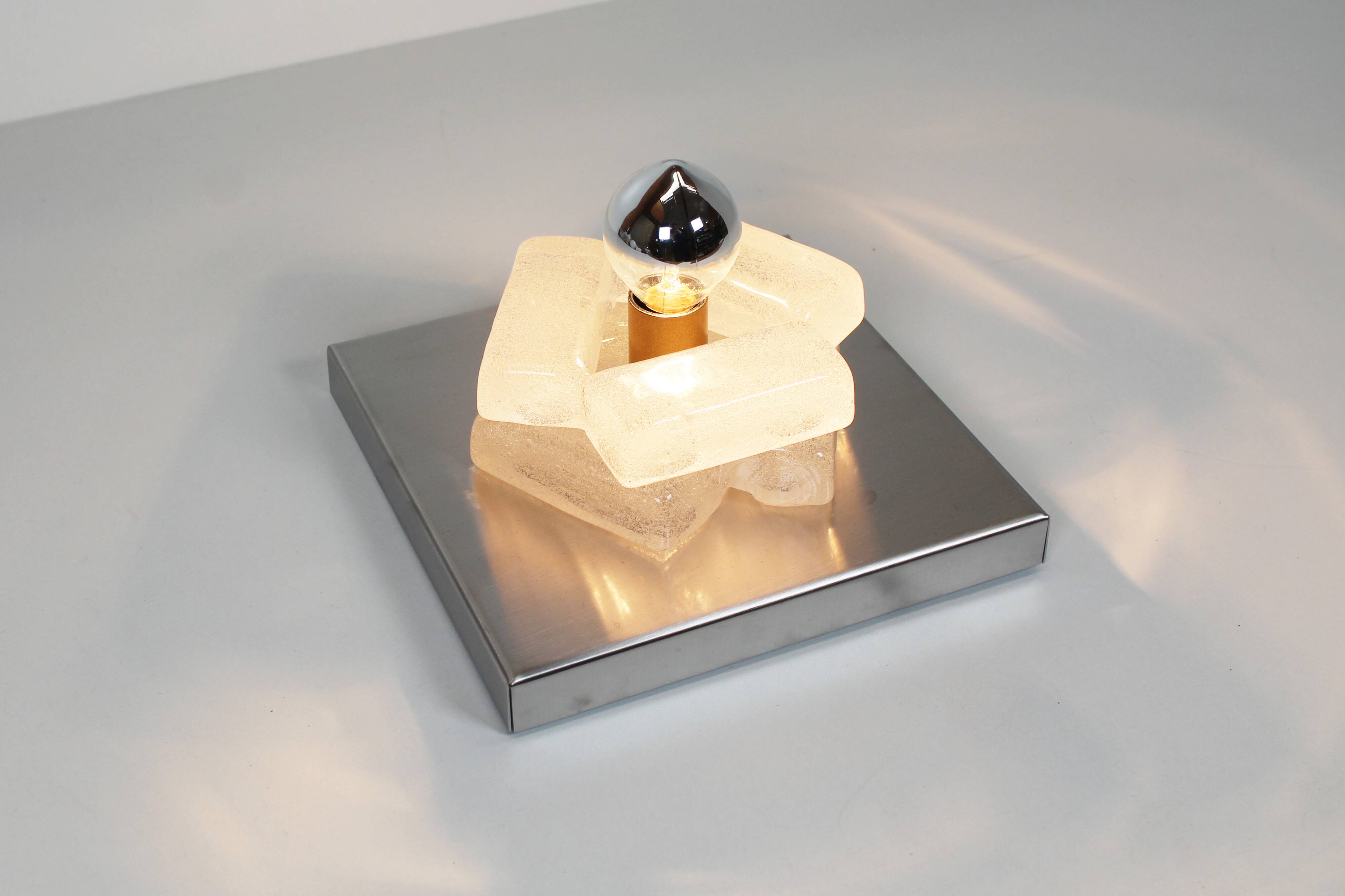 Paire de appliques murales en verre brutalistes par Albano Poli pour Poliarte, Italie 1970