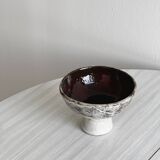 Textured ceramic footed bowl