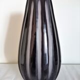 Vase Art Déco en verre épais taillé à la main en traits verticaux irréguliers H30