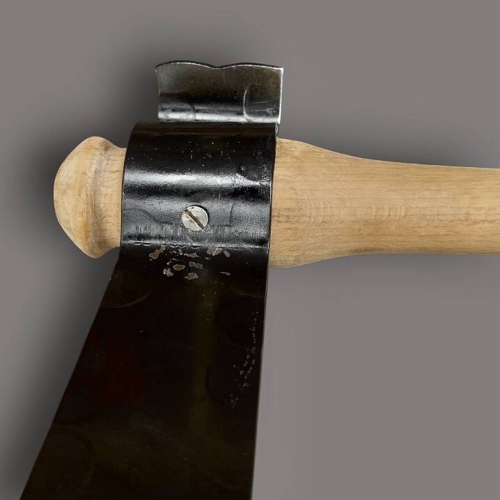 Antique wrought iron, wood and suede magazine rack - 4.1 kg - 1950s