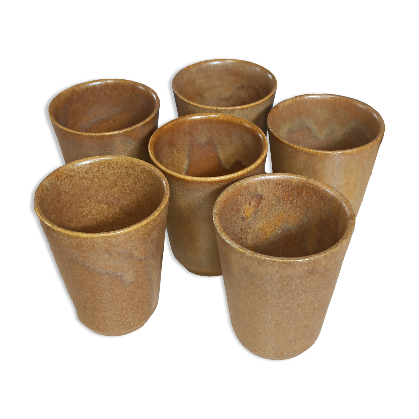 6 Cups cups in vintage Digoin sandstone