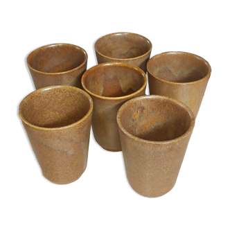 Set de 6 tasses gobelets en grès Digoin vintage