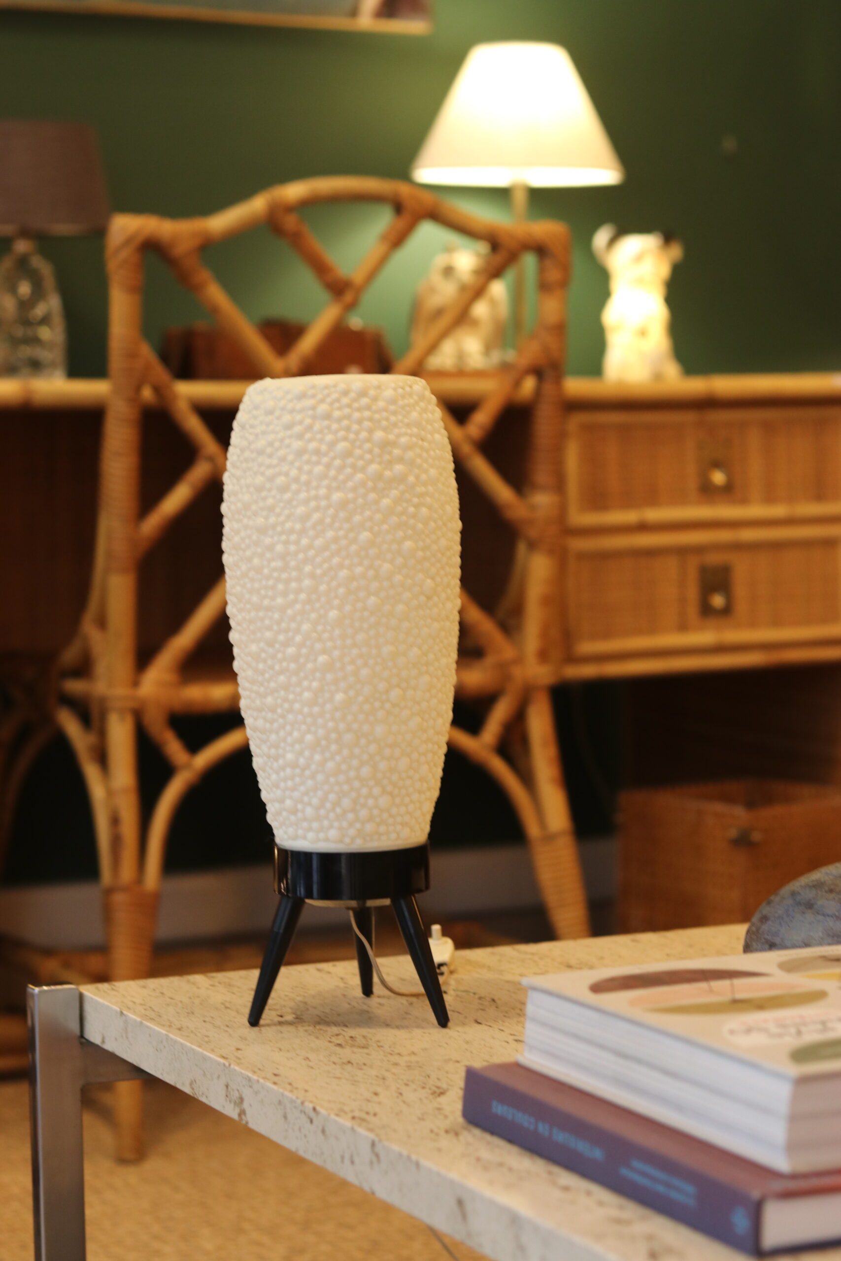 Mid-century textured plastic lamp, 1950s–60s.