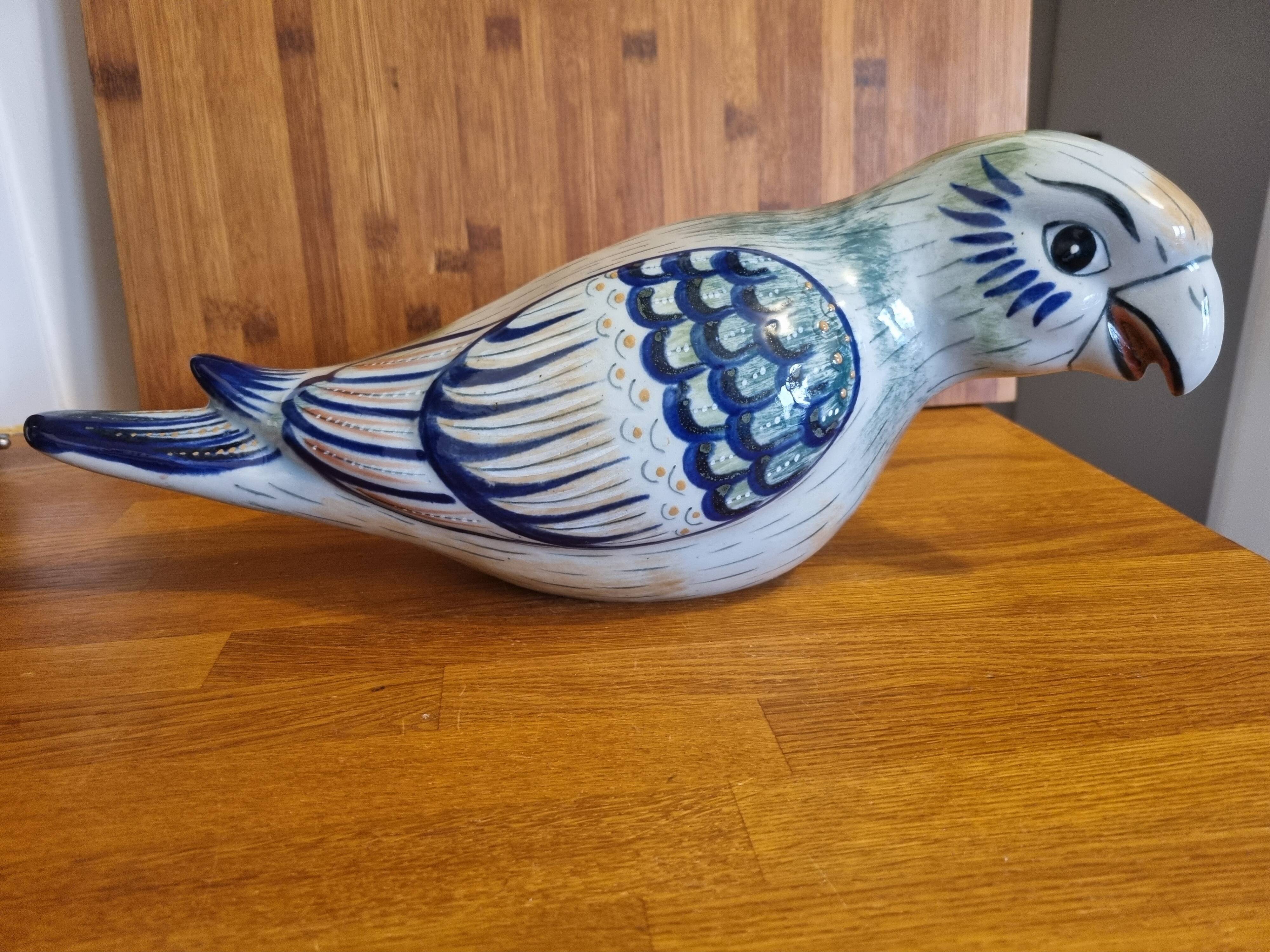 Large Vintage Parrot Pottery Erandi Tonala Mexico