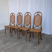 Set of 4 Mid-century Bentwood Cane Dining Chair, Thonet Style, 1970s Yugosl