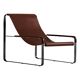 Fauteuil artisanal contemporain en acier noir et cuir marron
