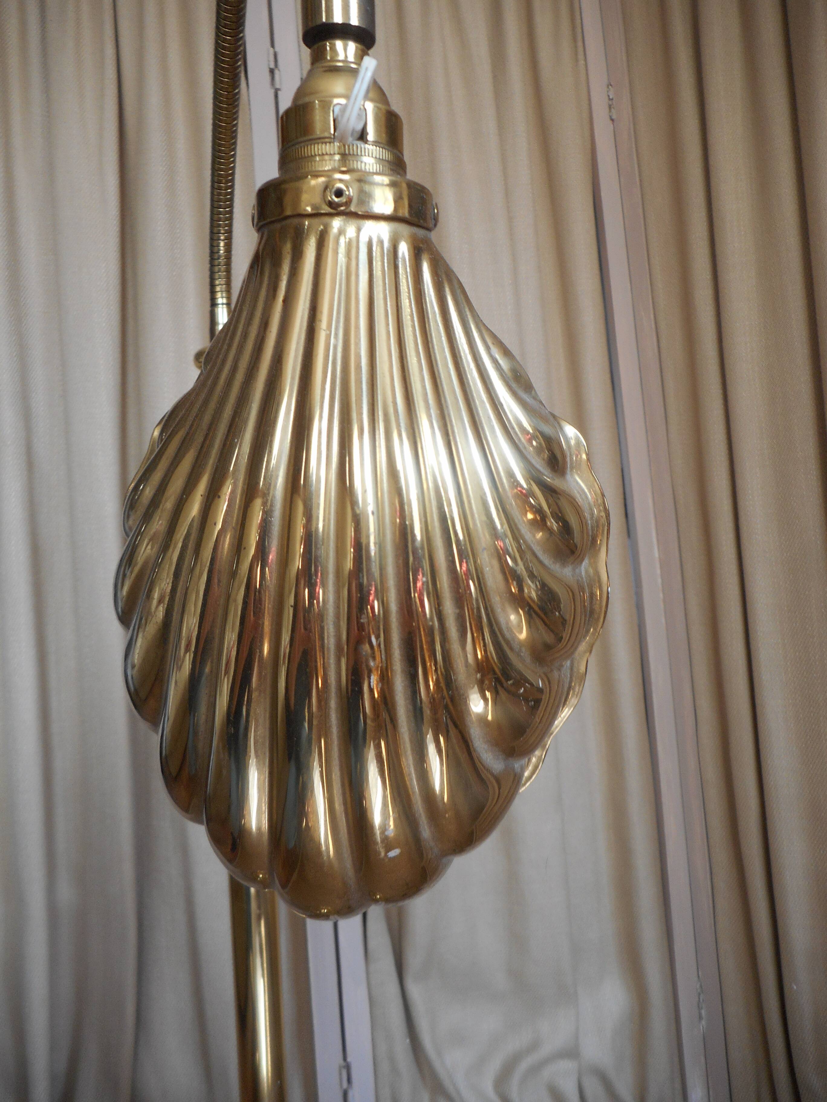 art deco floor lamp in brass shell shape flexible adjustment