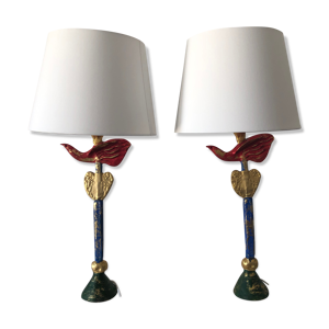 Paire lampes vintage 1994 de table Fondica plomb Pierre Casenove — Jolie  Vieillerie