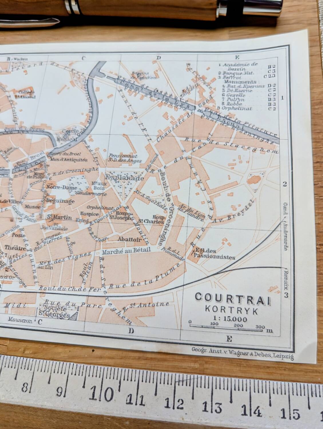 Kortrijk, small old map, vintage 1910