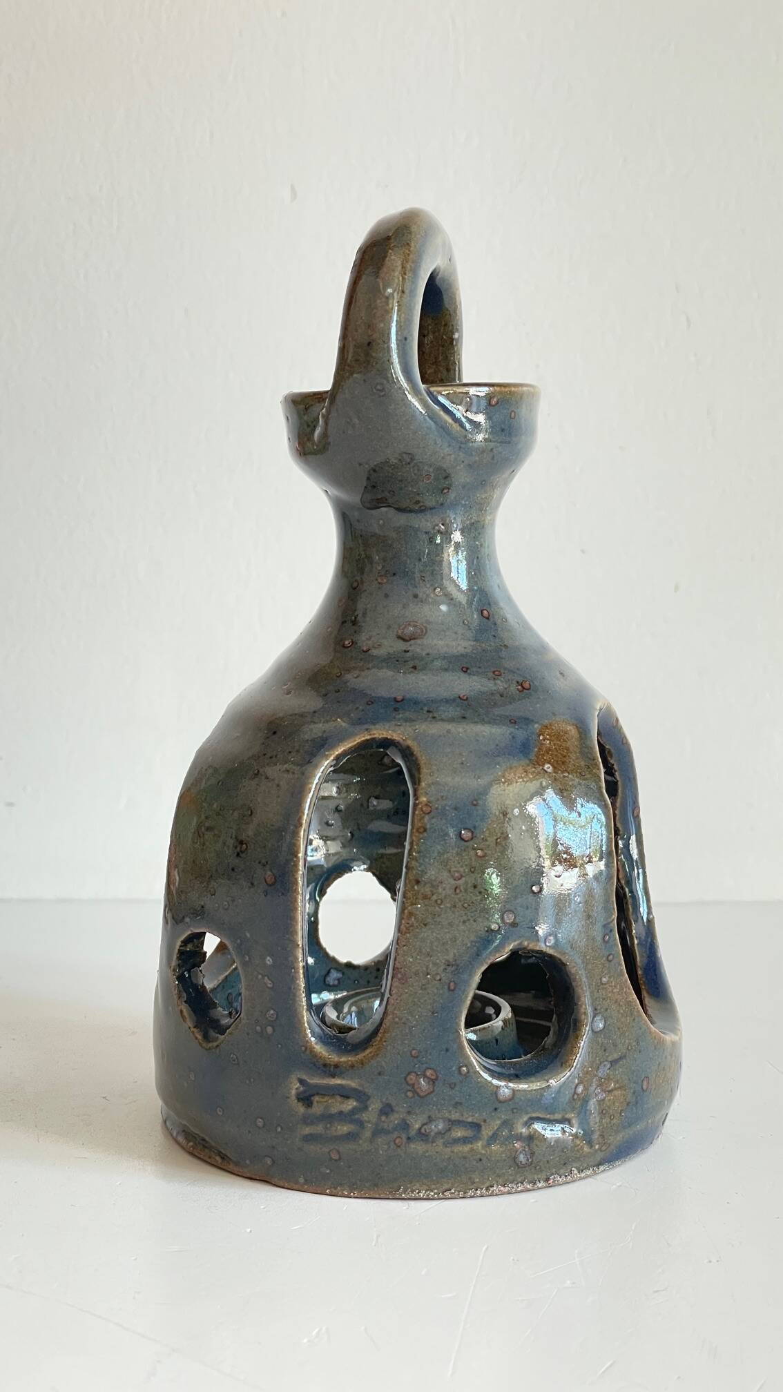 Vintage Handcrafted Stoneware Candle Holder