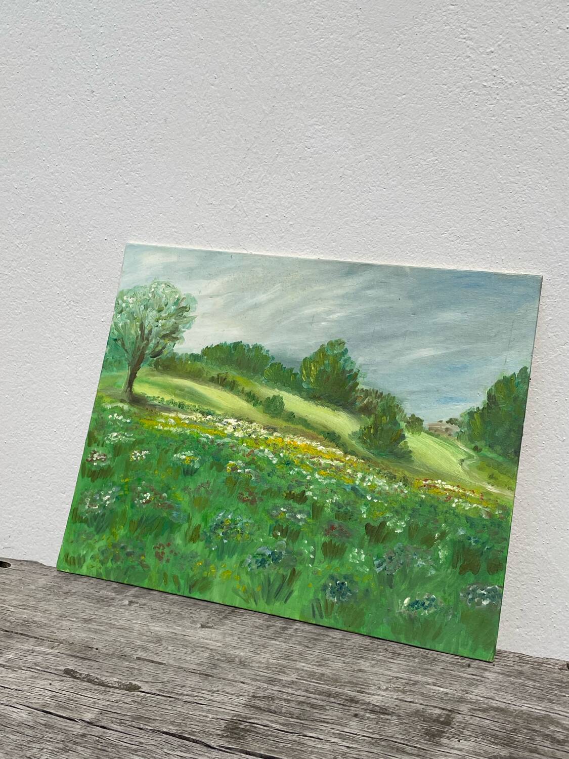 Old painting of a rural landscape