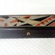 Old lacquered wooden glove box/box with Art Deco geometric decoration. Japan