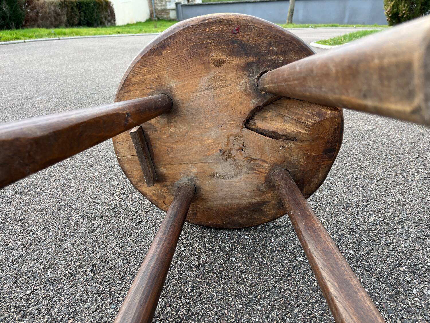 Pair of vintage Aranjou brutalist chairs in solid wood